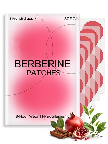 AYOJOY Berberine Patches with L-Glutamine Chromium Pomegranate and Cinnamon | Transdermal Wellness Patch for Women & Men | 8-Hour Long-Lasting Formula | 60 Patches (2 Month Supply)