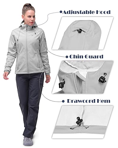 33,000Ft Women's Softshell Jacket, Fleece Lined Warm Jacket Light Hooded Windproof Coat For Outdoor Hiking #TOP4