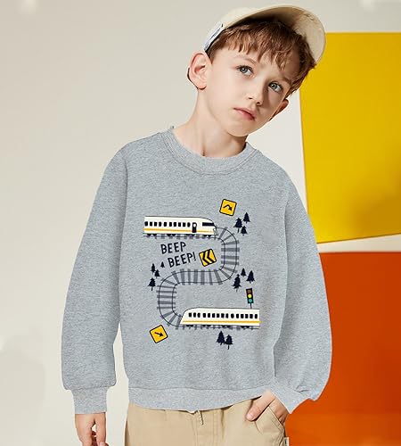 Tkria Boys Sweatshirt Monster Truck Train Toddler Sweater Cotton Long Sleeve Shirt Pullover 1-7T3