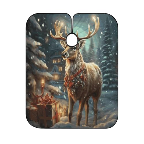 Capa para corte de cabello con cierre ajustable de reno navideño miniatura 6