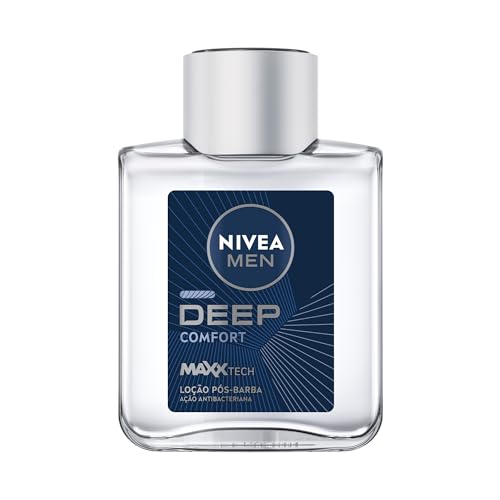 NIVEA MEN Deep Comfort Loção Pós-Barba 100ml, Hidrata e Acalma, Alívio Imediato, Previne Irritações, Ação Antibacteriana, Pele Confortável