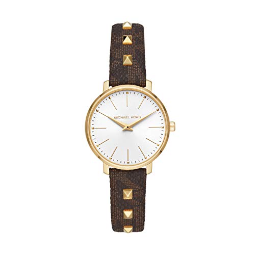 Michael Kors Women's Pyper Stainless Steel Quartz Watch with Plastic Strap, Brown, 14 (Model: MK2871)