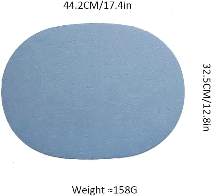 Miniatura 2 de Welan - Juego de 4 manteles individuales ovalados, lavables, fáciles de limpiar, resistentes al calor, piel sintética para mesa de comedor,