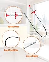 Hair Drain Clog Remover Tool – 6 × 25-Inch Sink Snake + 1 × 24-Inch Drain Cleaner Tool, Plumbing Snake for Shower, Toilet, Kitchen Sink & Tub – 7-Piece Hair Removal Tool Set — image 6