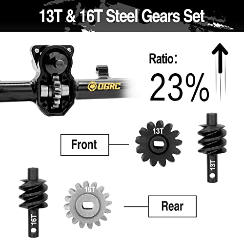 Ogrc Brass Complete Portal Axle Upgrades Front Axle Built-In 13T Overdrive Worm Gear Heavy Duty Portal Axle For Axial Scx24 Deadbolt/Chevrolet C10 / Wrangler Jlu Gladiator/Bronco Crawler Car #TOP1
