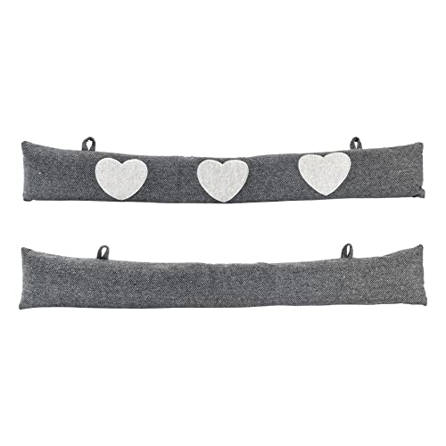 Image of Nicola Spring Draught Excluder Set - 78.5cm - Heart - Pack of 1 - Herringbone Indoor Decorative Wind Stopper Home Interior Air Strip Wind Seal Window Draft Snake Sound Blocker for Home, Office Doors