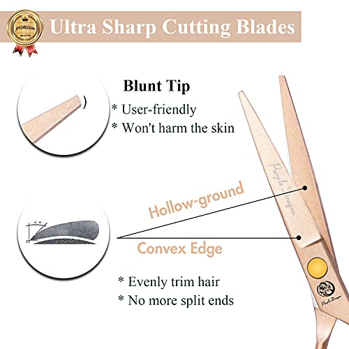 5.5 Inch Hair Cutting Scissors Set With Razor, Leather Scissors Case, Barber Hair Cutting Shears Hair Thinning/Texturizing Shears For Professional Hairdresser Or Home Use (Rose Gold) #TOP1