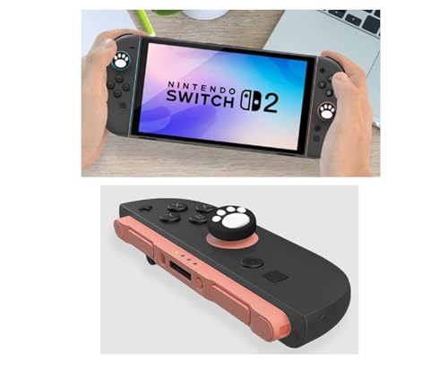 2025年 Switch 2対応用親指グリップキャップ ジョイコン対応シリコン素材 快適フィット スイッチ2対応滑り止めスティックカバー ブラック+ホワイト, 4個セット,
