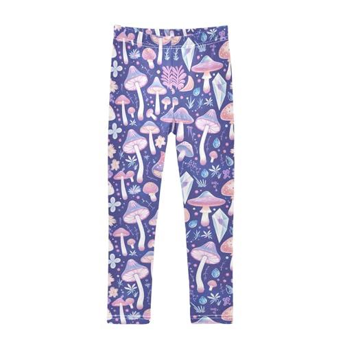 Wusikd Cute Mushrooms Girls' Leggings Toddler Doodles Flowers Kids Yoga Pants Dance Active Tights 4T