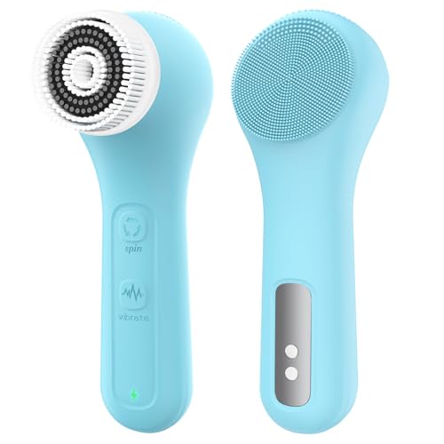 WOVAZUS Vibrating and Rotating Face Scrubber, Waterproof Rechargeable Facial Cleansing