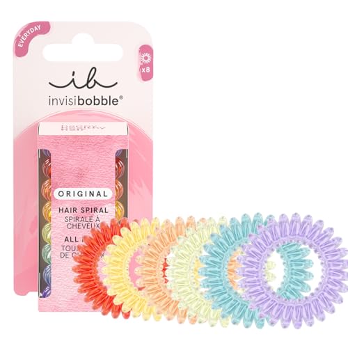 Invisibobble Original Chouchou Rainbow Vibes | Very Gentle for Hair | Against Brittle Hair and Split Ends | Fingerprint Free | 8 Pieces