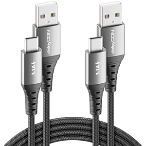 deleyCON 2x 1m USB C Kabel 3.1A Ladekabel Datenkabel USB-A auf USB-C Cable für iPhone 17 16 15 Pro Max Air Galaxy A16 A56 S25 S24 S23 Pixel iPad Pro AirPods Tablet Switch PS5