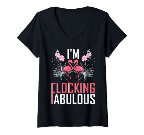 Femme I'm Flocking Fabulous Chemise Flamingo Flocking Souvenir T-Shirt avec Col en V