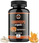 BioYouth Cordyceps Organic Dietary Supplement - Natural Energy Boost and Respiratory Health Suppo...