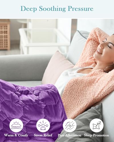 Image of Topblan Weighted Lap Blanket 7lbs for Adults, Small Weighted Blanket Throw for Napping, Relaxation, Calming and Travel, Skin Friendly & Machine Washable for All-Season, Dark Purple 24x29 inches