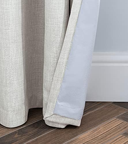 Sleepdown Linen Look Eyelet Blackout Lined Curtains Thermal Insulated for Bedroom and Living Room 46 x 54 Inch Cream