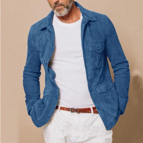 Vintage Suede Coats Men's Hunting Suit Jacket Single Breasted Casual Slim Lapel Blazer Jackets4