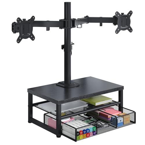 Dual Monitor Stand with Desk Organizer
