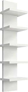 5 Tier Wall Shelf Unit White Vertical Column Shelf Floating Storage Home...