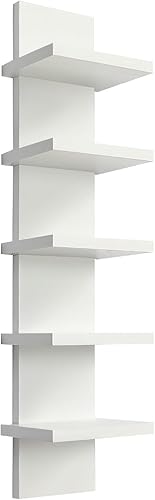YEXEXINM 5 Tier Wall Shelf Unit White Vertical Column Shelf