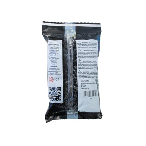 Image of The Beadery - 9x6mm Barrel Pony Bead, Black - 900 Pieces - 750V052