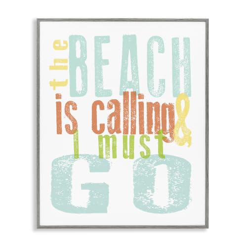 Beach Calling Coastal Quote, 16 x 20 Inch Framed Giclée Print