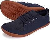 WHITIN Wide Toe Box Shoes for Men Slip-on Barefoot Minimalist Sneakers Low Zero Drop Minimus Extra Width Fit Size 10W Non Slip Walking Tennis Dark Blue 44
