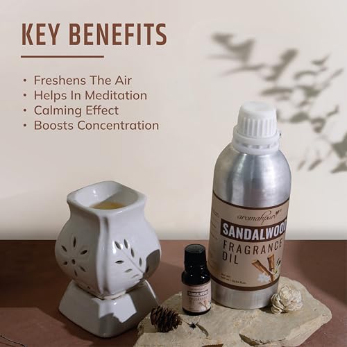 Image of Aromahpure Sandalwood Aroma Oil | 500ml Undiluted & Natural | Long-Lasting Scent for Aromatherapy, Candle & Soap Making, Diffusers, Room Freshener, Humidifier, Bathroom Revitalizer & Home Essentials