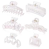CWJCYTNSN 6PCS Clear Claw Clips, Large Iridescent Clear Hair Clips for Women, Transparent Colorful R