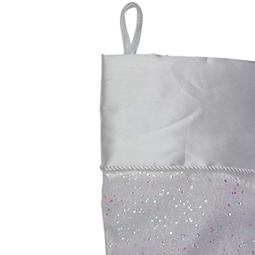 Northlight 22.25" White With Pink Iridescent Glitter Christmas Stocking With Satin Cuff #TOP3