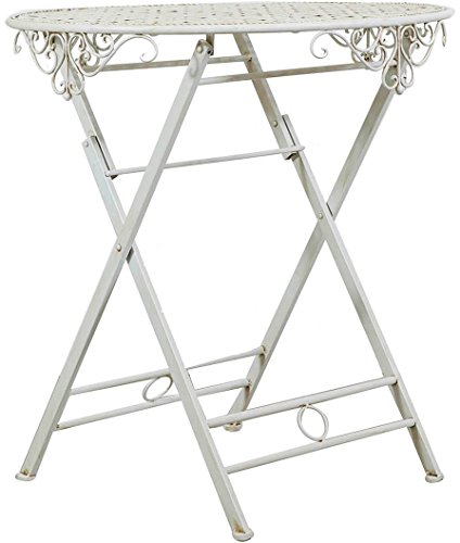 Biscottini Tavolo pieghevole da esterno 70x76 cm | Tavolino pieghevole da balcone e giardino in ferro battuto