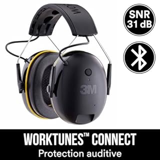 3M Casque antibruit sans fil WorkTunes doté de la technologie sans fil Bluetooth®, 90543EC1 (94-105 dB), Le Noir