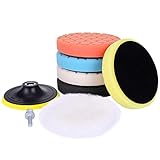 Aimocar Polierschwamm polierpad Set für Auto, 6pcs Hand polierpads Schwamm Wolle Polierset Klett 125mm Polierauflage Polierteller M14 Bohrer Adapter Polieraufsatz für Poliermaschine Schleifmaschine