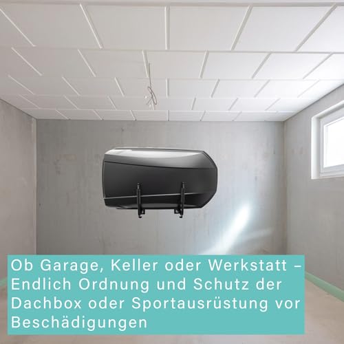 FISCHER Wandhalterung Dachbox, Halter aus Metall, mit Montagematerial, platzsparende Aufbewahrung für Garage und Keller, vielseitig verwendbar, max. Tragkraft 40 kg, schwarz
