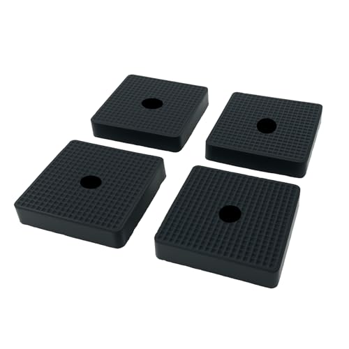 Rubber Anti-Vibration Pads Shock Absorbing Pads 4 Pack, 50×50×10 mm Square Rubber Isolation Pads with Grid Texture and Center Hole for Small Appliances, Mini HVAC, Anti Vibration Pads
