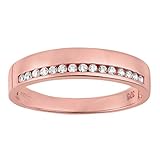 Citerna Women's 9 ct Rose Gold Cubic Zirconia Wedding Band Ring, Size L
