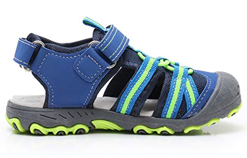 Ahannie Boys Girls Outdoor Sport Sandals,Kids Closed Toe Beach Sandals, Toddler Summer Sandals (Color : Navy/Green) #TOP4