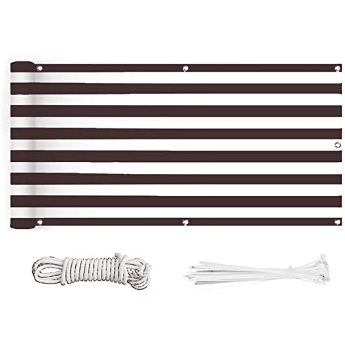 AMZHU Pantalla PES para Balcón Jardín Protección 180x1000cm Resistente Viento con Sujetacables Protección Visual Balcon 100% HDPE Protección UV Fácil de Instalar para Terraza Jardines, Marrón Cover