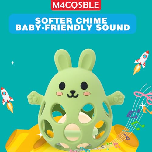 Greifball Für Babys-Verbesserter Rasselball Montessori Spielzeug Baby，Zahnungshilfe Baby -BPA Frei Beißspielzeug Geschenk Für Babys Von 3-18 Monaten(Hellrosa, Hase)