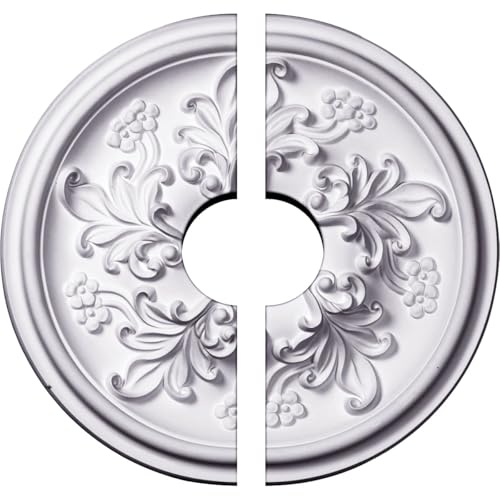 Ekena Millwork CM14KT2-03500 14 1/2"OD x 3 1/2"ID x 2 3/4"P Katheryn Ceiling Medallion, Fits Canopies up to 3-1/2", 2 Piece