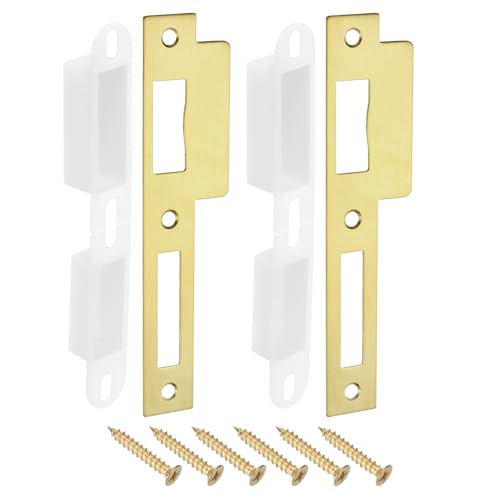 QUARKZMAN 2 Juegos de Placa de Golpe de Puerta, 40mm x 170mm Placa de Golpe de Cerradura de Perno Muerto de Acero Inoxidable para Refuerzo de Marco de Puerta y Jamba de Puerta, Dorado