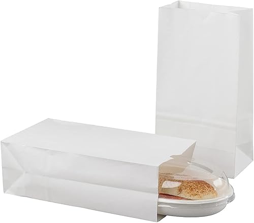 Vista 505 de Restaurantware Bag Tek - Bolsas de almuerzo desechables de 2 libras, 100 bolsas resistentes para llevar, parte inferior plana, ideal para Blanco