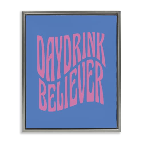 'Daydrink Believer Bold Summer Phrase'| Floating Frame Canvas Art