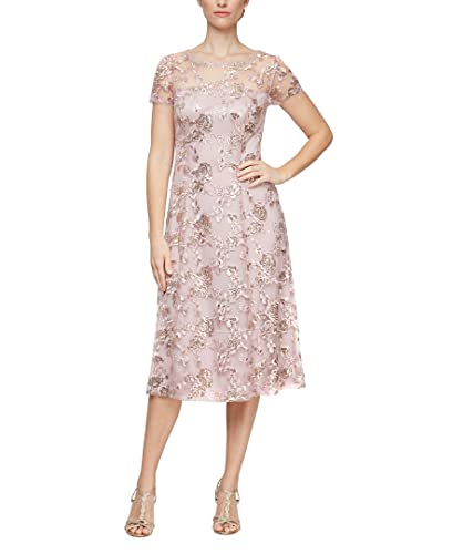 Image of S.L. Fashions Womens Stretch V-Neck Tea Length Dress