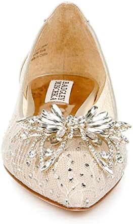 Badgley Mischka Women's Kaitlin Ballet Flat, Ivory Satin, 9 | Image 4