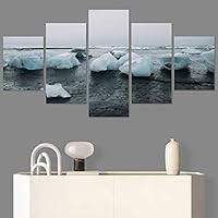 SIGNWIN 5 Panel Canvas Wall Art Modern Art Aerial Contemporary Cool Dramatic Multicolor Nature Photography Snow for Home Decorations Ready to Hang - 60