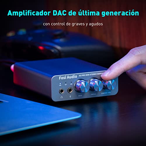 Miniatura 5 de Fosi Audio K5 Pro Amplificador De Auriculares, Gaming Dac Mini Hi-Fi Estéreo Conversor De Audio Digital A Analógico Usb Tipo C Óptico Coaxial, Compatible Con Ps5 Pc Mac Ordenador