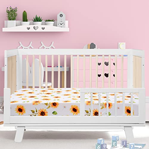 Image of Cloele Sunflower Fitted Crib Sheet,Toddler Sheet for Baby Girls,52x28in