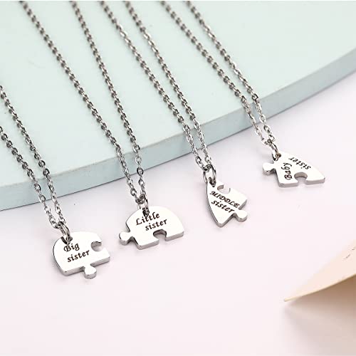 Yonhon BFF Necklace for 3/4/5/6 Stainless Steel Family Friendship Puzzle Sister Keychain Set3