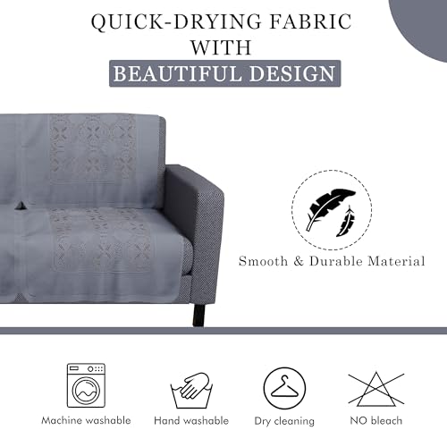 Image of Kuber Industries Sofa Cover | 2 Seater Sofa Cover | Net Sofa Slipcover Set | Couch Sofa Cover for Hall | Sofa Cover Set | Sofa Cover for Living Room | Self Flower New Jersey | Grey